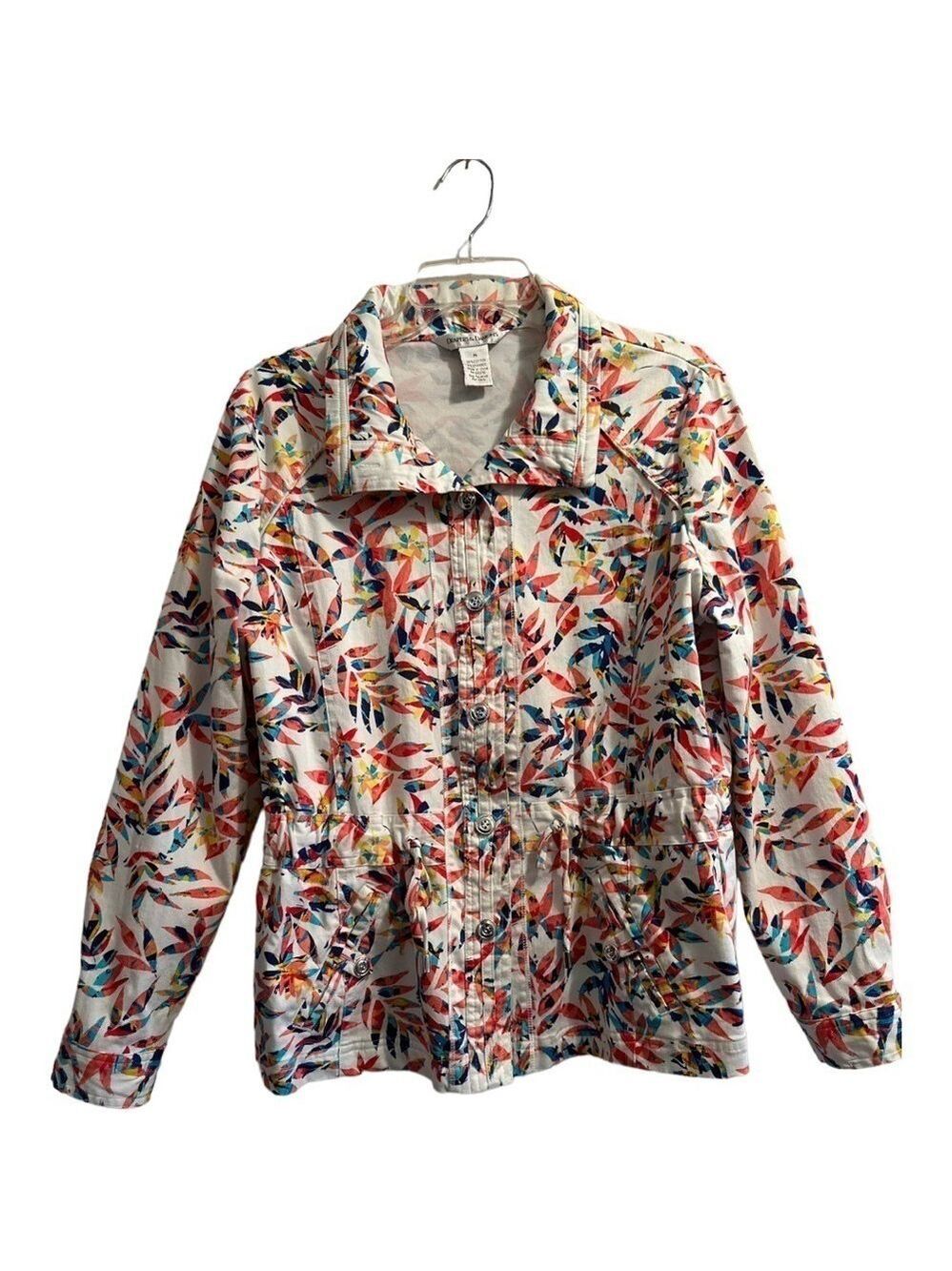 Drapers & Damons Windbreaker Jacket, Multicolored Leaves, Lightweight, Medium